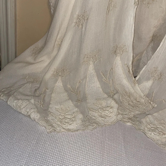 Anthropologie Elevenses women’s large XL cardigan duster cream kimono embroider - Picture 5 of 9